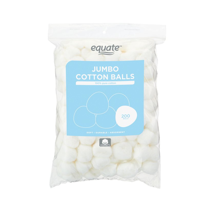 Jumbo Cotton Balls Pack - Soft, Absorbent, 200 Count for Skin Care & DIY