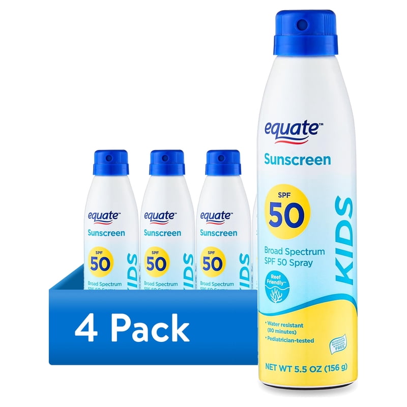 (4 Pack) Equate Kids Sunscreen Spray SPF 50, 5.5 oz