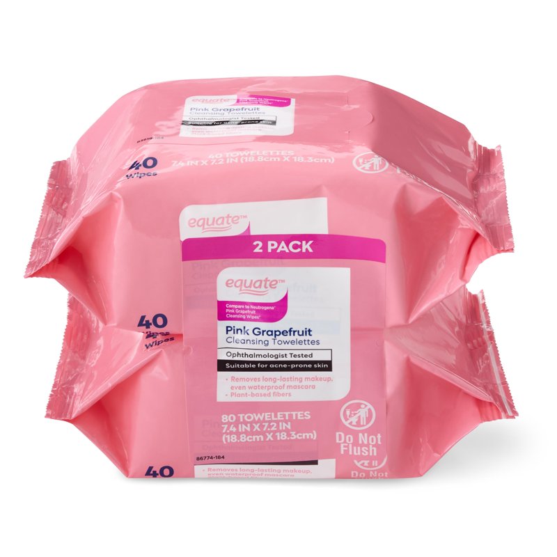 Pink Grapefruit Cleansing Towelettes - Makeup Remover & Face Wipes