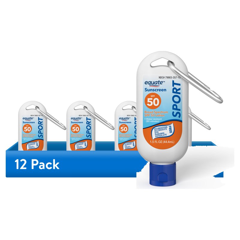 SPF 50 Broad Spectrum Sunscreen Lotion with Key Chain - Travel Size 12 Pack