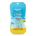 Disposable 5-Blade Women's Razors with Lubricating Sheath - Blue, Pack of 6 or 3