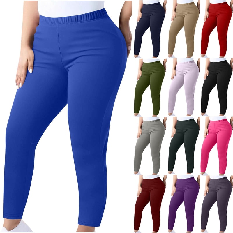 Plus Size Yoga Leggings with Elastic Waist and Full Length Fit - Lightweight and Comfortable Workout Pants
