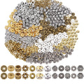 600pcs Jewelry Bead Spacer Set - Silver & Gold Alloy Charms for DIY Bracelets & Necklaces