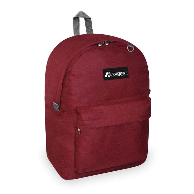 Unisex 16.5-inch Classic Backpack for School Work Travel Burgundy All Colors