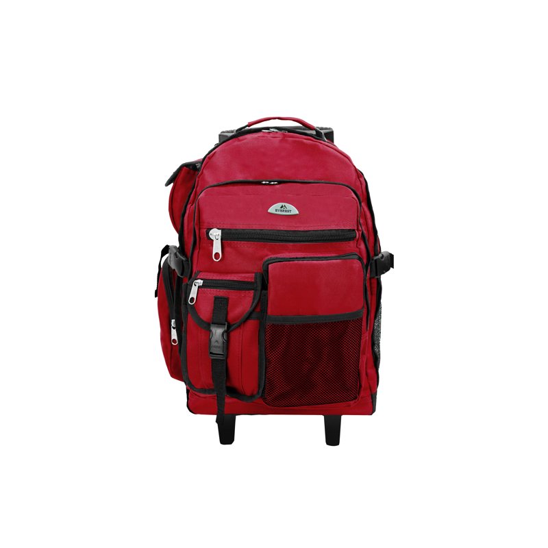 21-Inch Deluxe Wheeled Travel Backpack - Burgundy Unisex School & Sports Bag