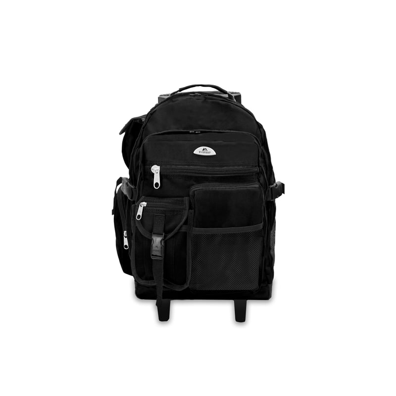 Everest Deluxe Wheeled Backpack 13.5x18.5x7in Large Travel Bag Black