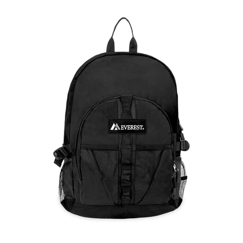 Unisex Travel Backpack with Dual Mesh Pockets 19 Inches Black
