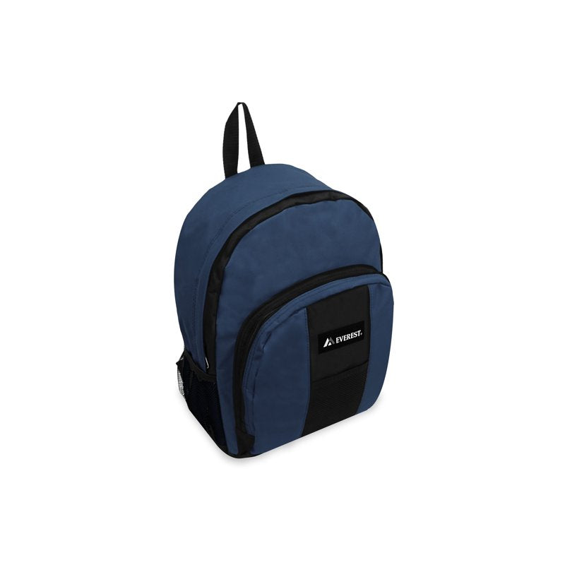 Unisex Travel Backpack with Front and Side Pockets - Navy Blue