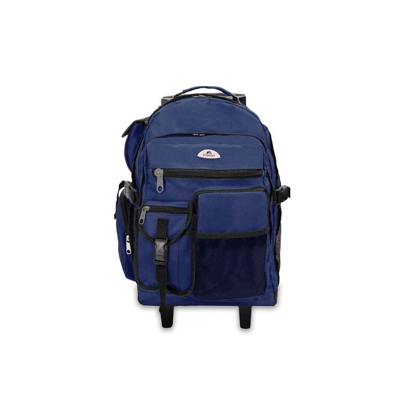 Unisex Deluxe Rolling Backpack on Wheels 21x12x13.5 Navy