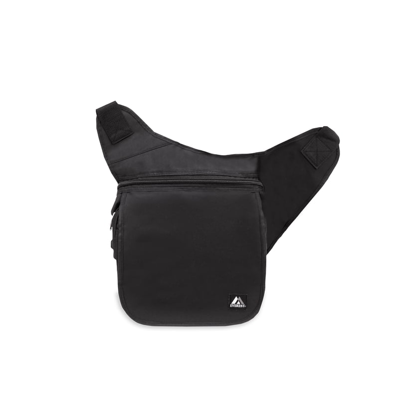 Large Unisex Messenger Bag with Multiple Pockets - Black