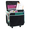 Rolling Scrapbook Case with Telescoping Handle - Craft Organizer Bag for Art Sewing Supplies