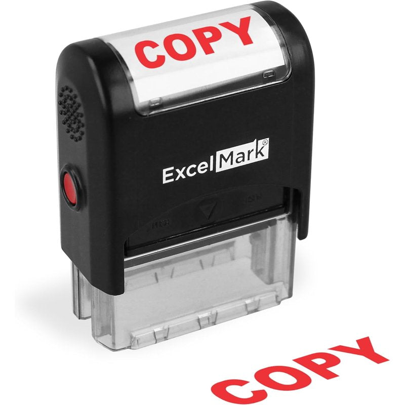 Office Rubber Stamp with Red Ink - Self-Inking Document Marking Tool