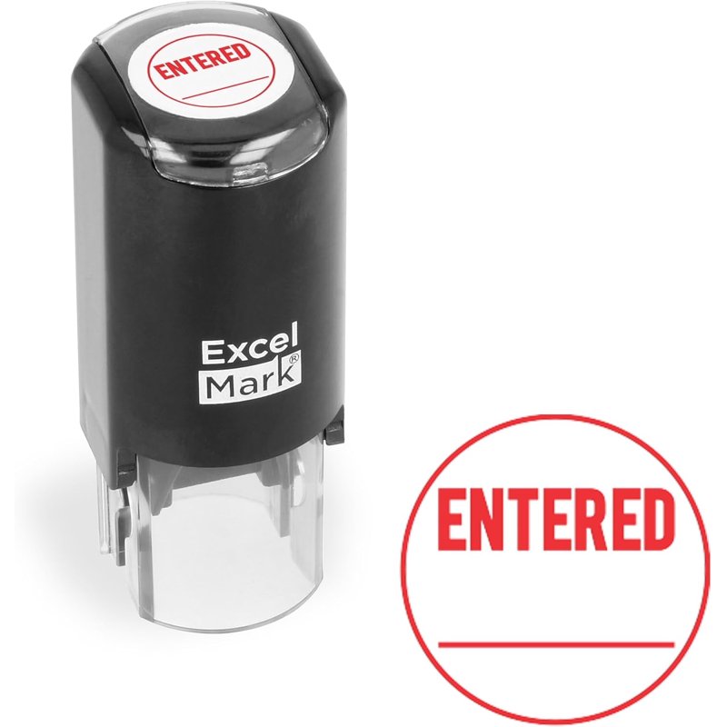 Self-Inking Rubber Stamp with Red Ink - 5/8 Inch Impression Area