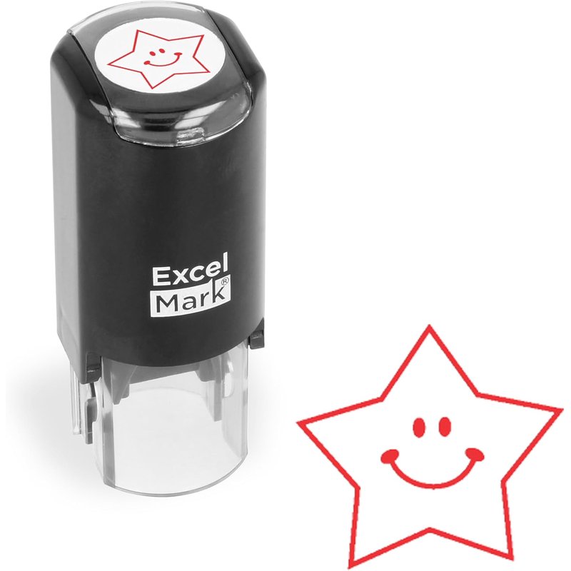 Self-Inking Teacher Rubber Stamp with Red Ink - Round Motivational Classroom Stamp