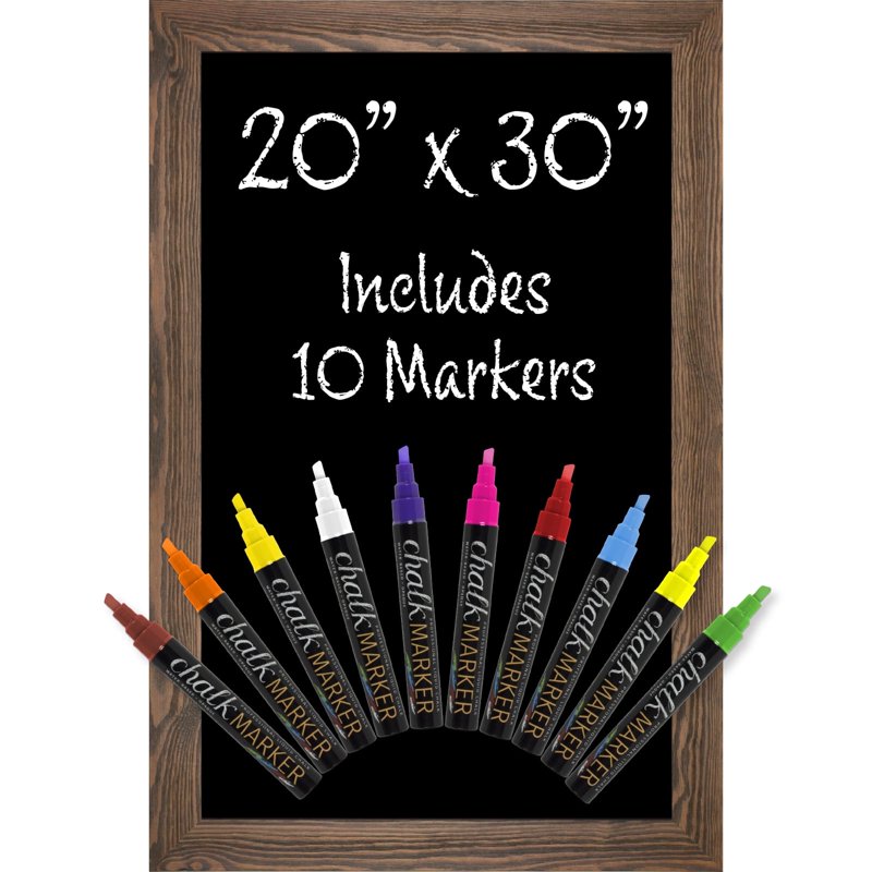 Rustic Magnetic Chalkboard for Wall with Liquid Chalk Markers - 20x30 Inch