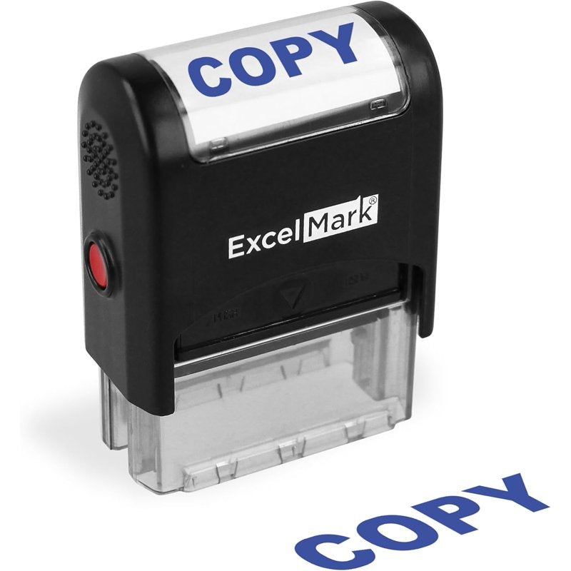 Self-Inking Rubber Stamp Office Stamp with Reversible Ink Pad - Blue Ink