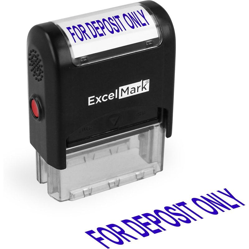 Self-Inking Rubber Stamp for Deposit Only - Blue Ink, 9/16x1-1/2 Inch