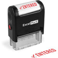 Self-Inking Entered Rubber Stamp with Red Ink for Office Use - 9/16"x 1-1/2"
