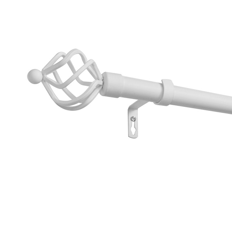 Adjustable 1-Inch Curtain Rod & Finial Set - Matte White, Supports Up to 25 lbs