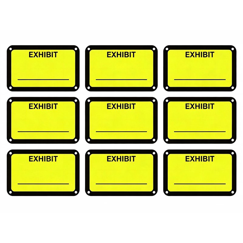 Yellow Legal Exhibit Labels - 1.65 x 1 Inch, 300 Pack for Document & Court Use