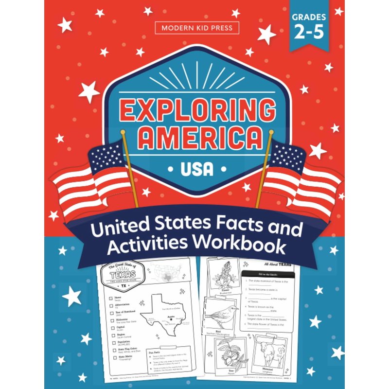United States Geography Workbook for Kids - Fun Facts & Coloring Activities