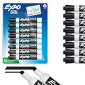 Dry Erase Markers with Chisel Tip - Black, 8 Pack for Whiteboards & Surfaces