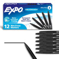 Wet-Erase Markers with Ultra Fine Tip - Black, Box of 12 for Reusable Surfaces