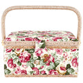 Large Vintage Sewing Basket with Compartments for Needles Thread and Supplies