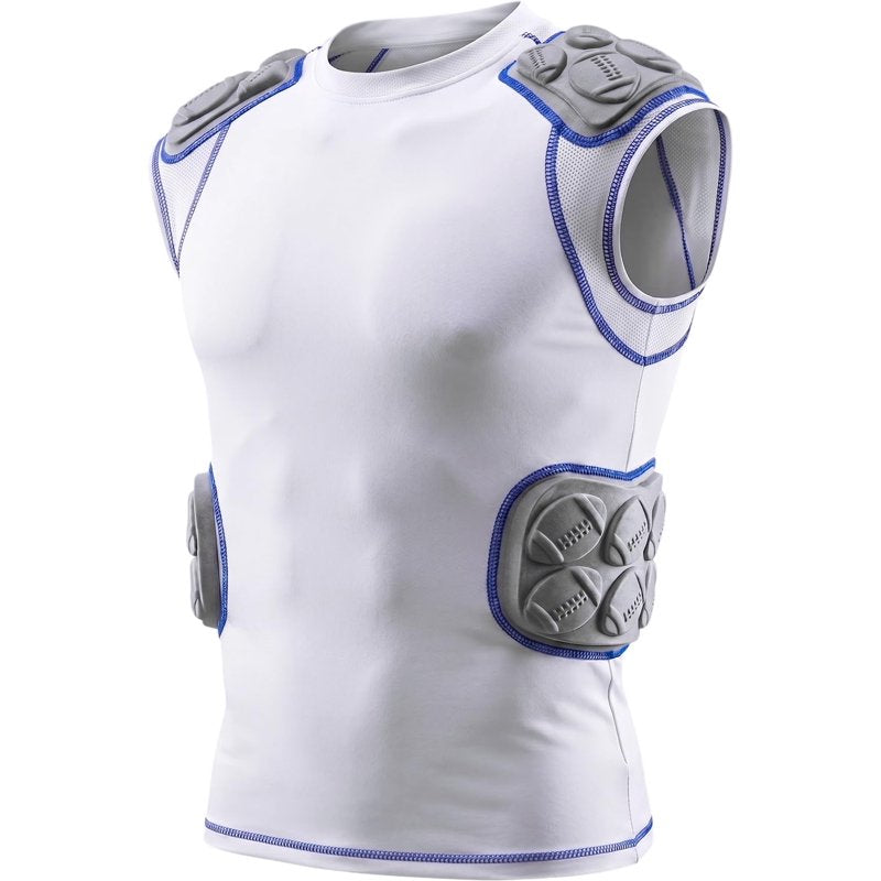 Youth Padded Football Shirt with Shoulder & Spine Protection - Compression Jersey
