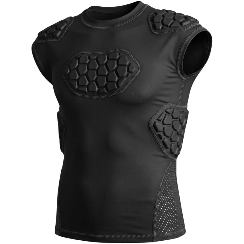 Adult Padded Football Shirt with Chest, Shoulder, Ribs & Spine Protection - Compression, Breathable & Flexible