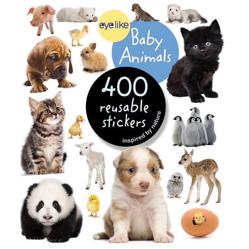 Baby Animal Stickers Reusable Sticker Book for Kids - 400 Full Color Stickers