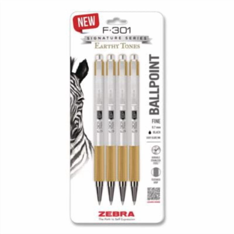 Retractable Ballpoint Pen 0.7mm Fine Point Black Ink - Earthy Tones, 4 Pack