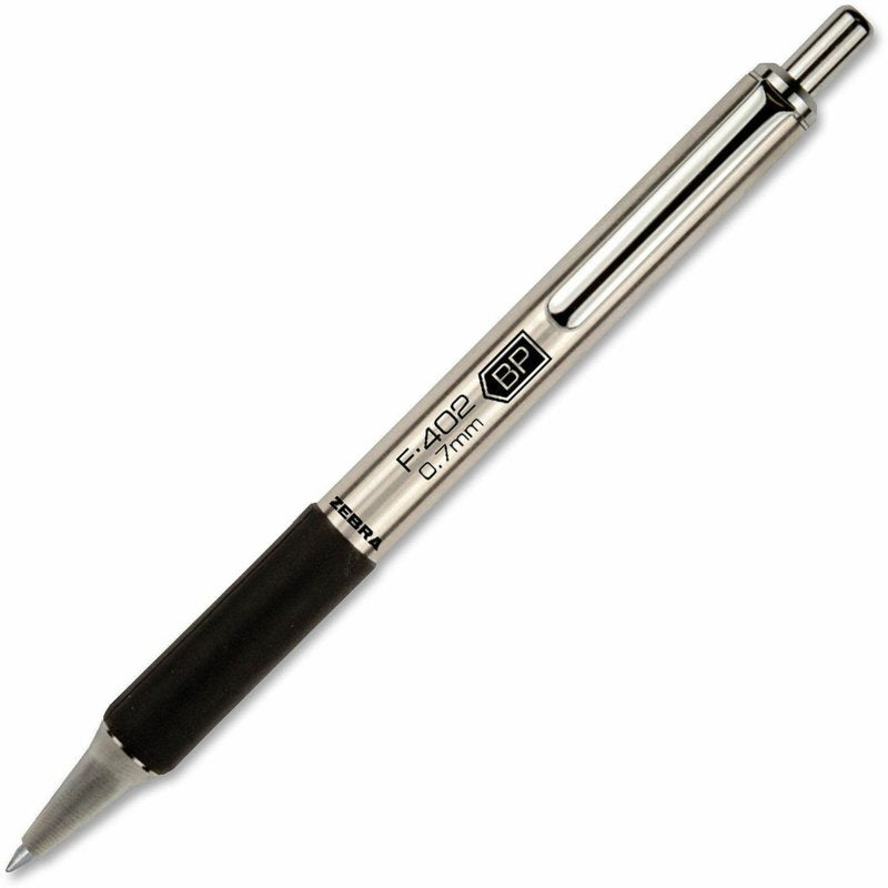 Retractable Ballpoint Pen Stainless Steel Barrel with Rubber Grip - Fine Point Black Ink - Pack Variants