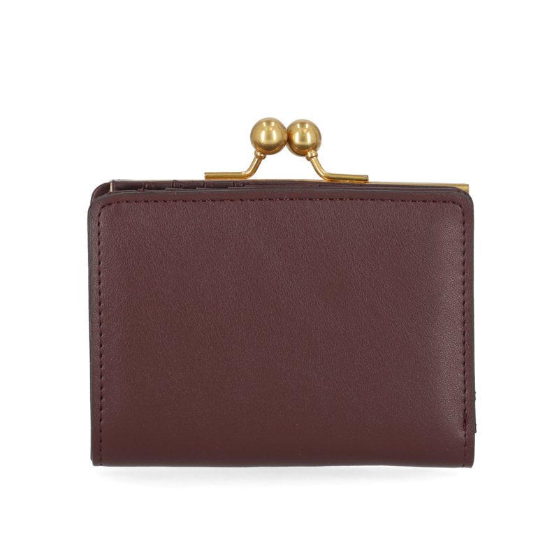 Women's Kiss Lock Frame Wallet - Structured Compact Design with Gold Hardware