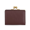 Women's Kiss Lock Frame Wallet - Structured Compact Design with Gold Hardware