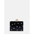 Croco Textured Women's Kiss Lock Wallet with Floral Accents