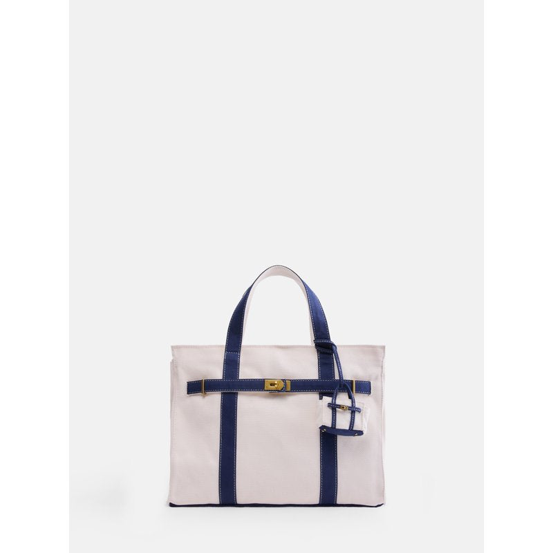 Women's Canvas Tote Bag with Charm - Multiple Colors