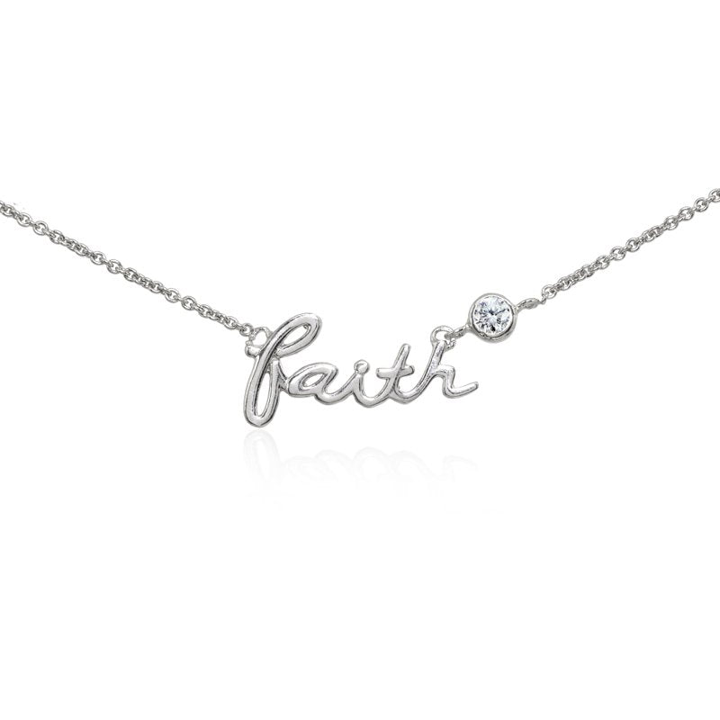Sterling Silver Faith Choker Necklace with CZ Accent for Women & Teens