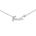 Sterling Silver Faith Choker Necklace with CZ Accent for Women & Teens