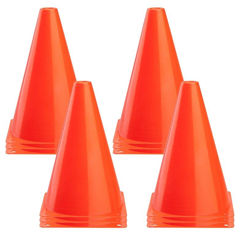 9 Inch Agility Training Cones - 12 Pack Outdoor Sports Markers for Drills & Games