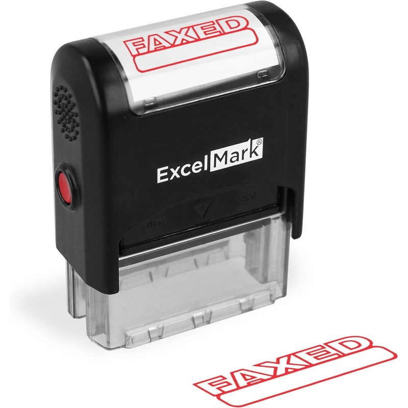 Self-Inking Rubber Stamp with Reversible Ink Pad - Red Ink, 9/16 x 1-1/2 inches