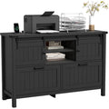 Farmhouse 2-Drawer Lateral File Cabinet with Sliding Doors & Charge Station