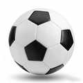 Size 5 Soccer Ball PU Leather Butyl Bladder Durable Training Ball — Excellent Air Retention, Black-White