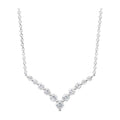 Silver Plated Cubic Zirconia V Necklace 18+2 Inch Adjustable Chain