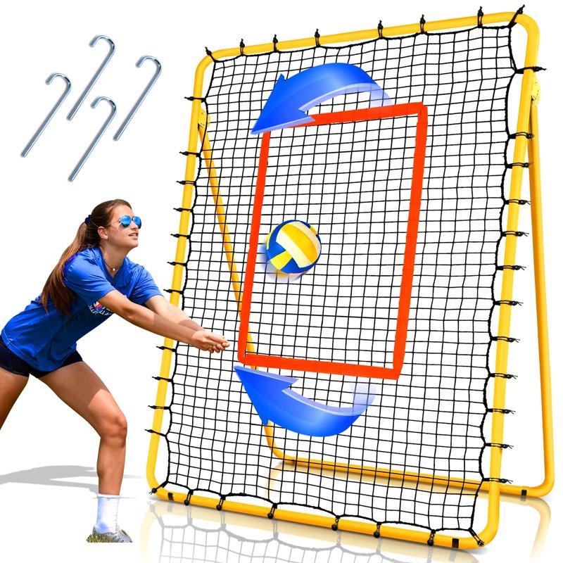7x4 FT Volleyball Rebounder Net with 5 Adjustable Angles - Practice Equipment