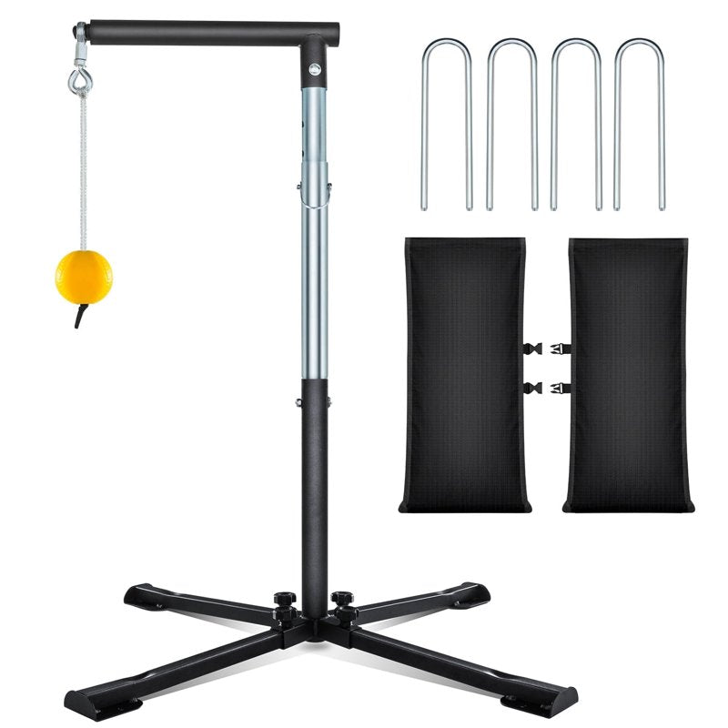 Adjustable Baseball Batting Tee with Auto-Reset Tethered Ball for Softball and Baseball Practice