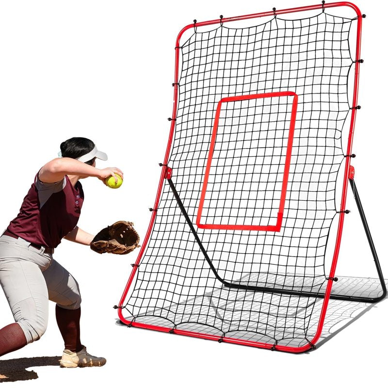 Baseball Rebounder Net 68x44 Inches Adjustable Pitch Trainer Practice Equipment