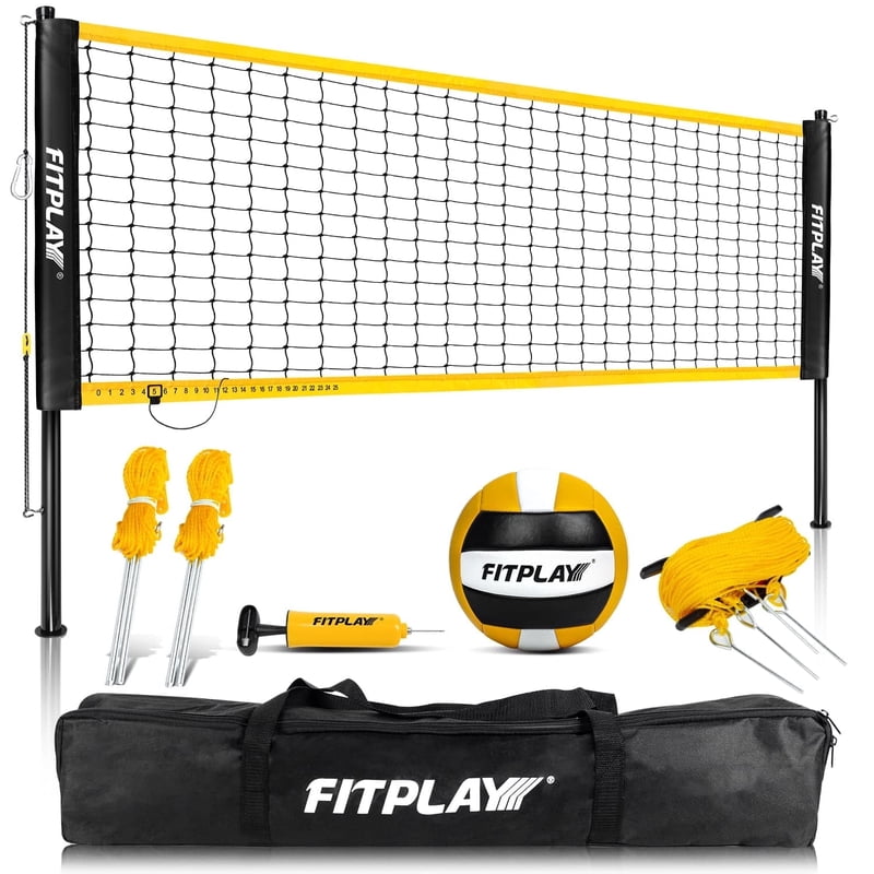Portable Volleyball Net Set with Adjustable Heights for Outdoor Play 32x3FT