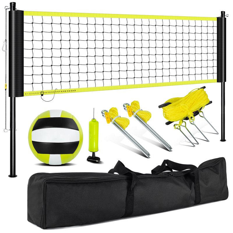 Portable Volleyball Net Set with Adjustable Heights for Outdoor Play 32x3FT