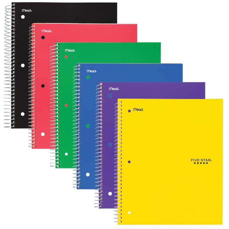 Five Star 5-Subject College Ruled Notebook - Water-Resistant Cover, 200 Pages